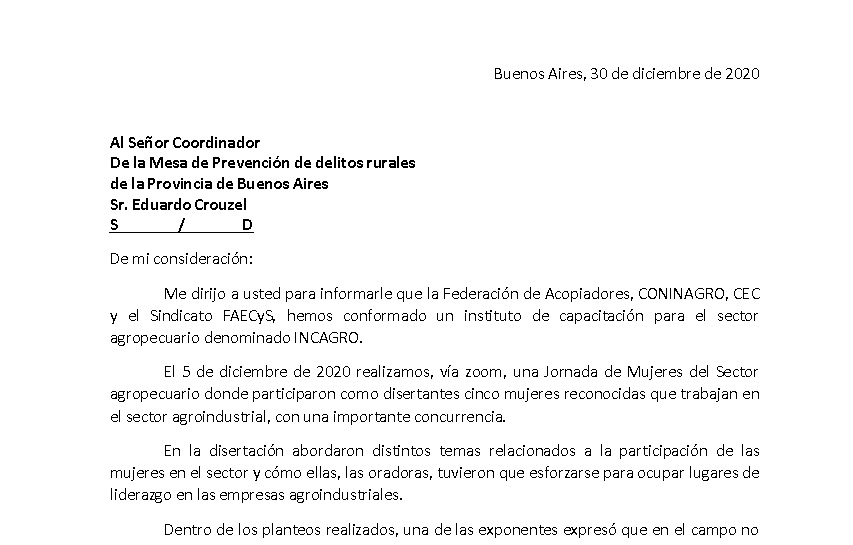 INCAGRO solicita protocolo para evitar la violencia de género en el ámbito rural